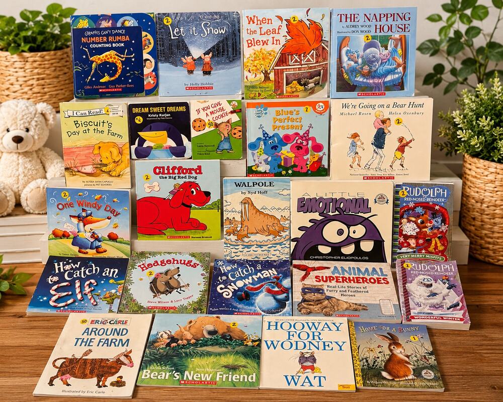 24 Kids Picture Book Lot | Scholastic, Clifford, Eric Carle, Bear Hunt & More